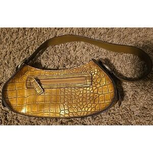Emilie M Gold Rivit Purse Shoulder Bag Faux Snake Croc Skin